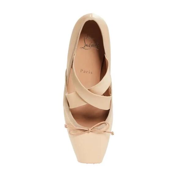 Christian Louboutin Blush Cassiasticina Satin Square toe Ballerina Flats 36 - Picture 5 of 7